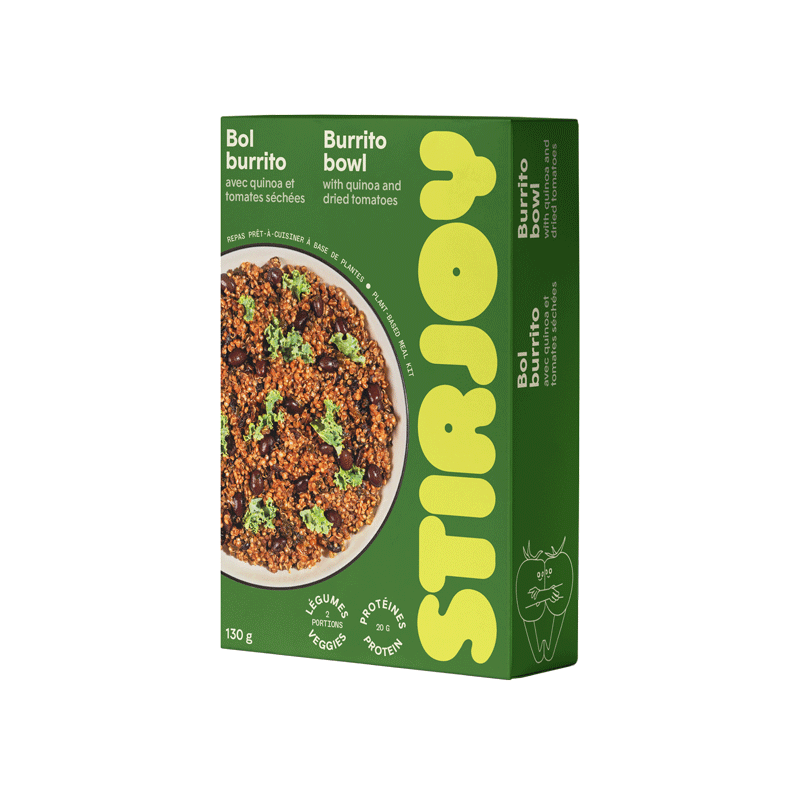 Burrito bowl with quinoa and dried tomatoes